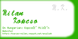 milan kopcso business card